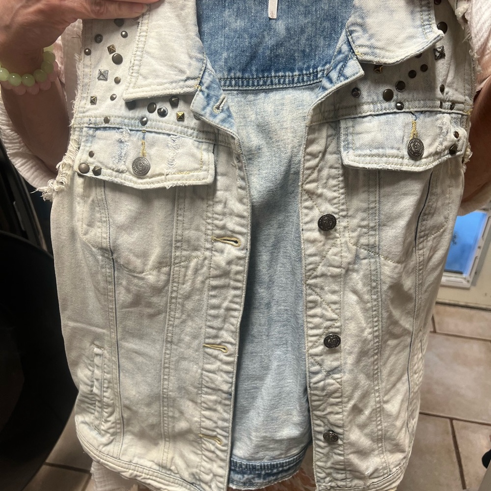 Free People Studded Denim Vest